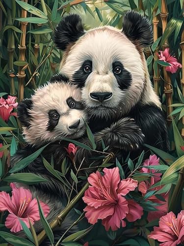 VAIIEYO 5D DIY 5D Diamond Painting Panda, Diamant Painting Bilder Malerei Kits Tier, Malen Nach Zahlen Diamant Home Wand Decor Gemälde Kreuzstich Diamond Dekoration 30x40 cm-3 von VAIIEYO