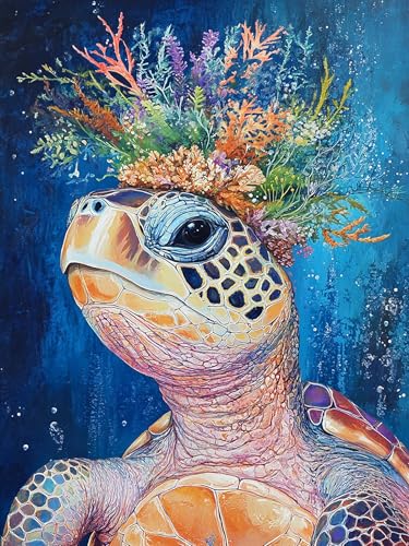 VAIIEYO 5D DIY 5D Diamond Painting Schildkröte, Diamant Painting Bilder Malerei Kits Tier, Malen Nach Zahlen Diamant Home Wand Decor Gemälde Kreuzstich Diamond Dekoration 30x40 cm-26 von VAIIEYO