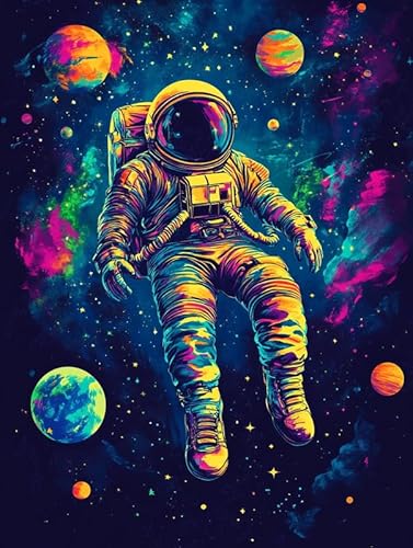 VAIIEYO 5D DIY Diamond Painting Astronaut, Diamant Painting Bilder Malerei Kits Astronaut, Malen Nach Zahlen Diamant Home Wand Decor Gemälde Kreuzstich Diamond Dekoration 30x40 cm-1095 von VAIIEYO