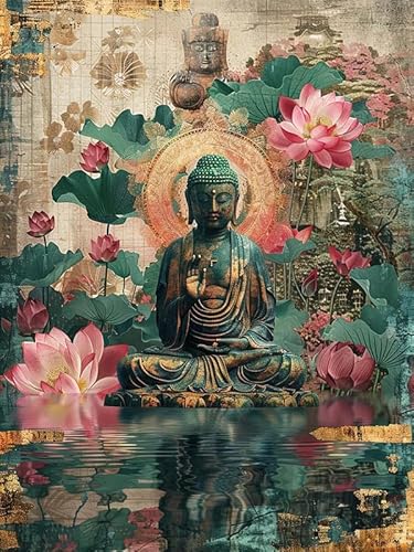 VAIIEYO 5D DIY Diamond Painting Buddha-Statuen, Diamant Painting Bilder Malerei Kits Religion, Malen Nach Zahlen Diamant Home Wand Decor Gemälde Kreuzstich Diamond Dekoration 30x40cm B1061 von VAIIEYO