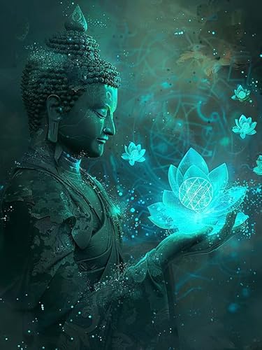 VAIIEYO 5D DIY Diamond Painting Buddha-Statuen, Diamant Painting Bilder Malerei Kits Religion, Malen Nach Zahlen Diamant Home Wand Decor Gemälde Kreuzstich Diamond Dekoration 30x40cm B1252 von VAIIEYO