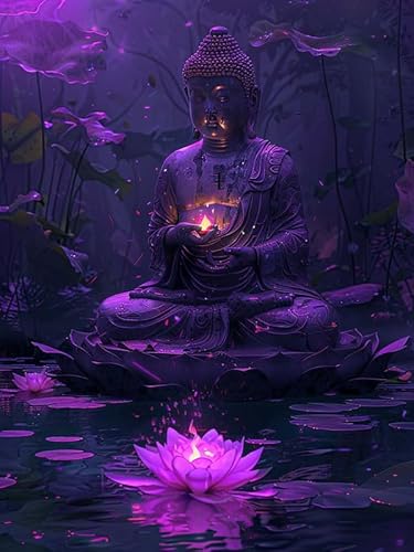 VAIIEYO 5D DIY Diamond Painting Buddha-Statuen, Diamant Painting Bilder Malerei Kits Religion, Malen Nach Zahlen Diamant Home Wand Decor Gemälde Kreuzstich Diamond Dekoration 30x40cm B1321 von VAIIEYO