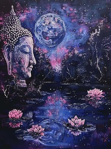 VAIIEYO 5D DIY Diamond Painting Buddha-Statuen, Diamant Painting Bilder Malerei Kits Religion, Malen Nach Zahlen Diamant Home Wand Decor Gemälde Kreuzstich Diamond Dekoration 30x40cm B322 von VAIIEYO