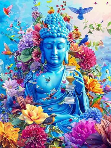 VAIIEYO 5D DIY Diamond Painting Buddha-Statuen, Diamant Painting Bilder Malerei Kits Religion, Malen Nach Zahlen Diamant Home Wand Decor Gemälde Kreuzstich Diamond Dekoration 30x40cm B352 von VAIIEYO