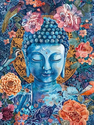 VAIIEYO 5D DIY Diamond Painting Buddha-Statuen, Diamant Painting Bilder Malerei Kits Religion, Malen Nach Zahlen Diamant Home Wand Decor Gemälde Kreuzstich Diamond Dekoration 30x40cm B354 von VAIIEYO