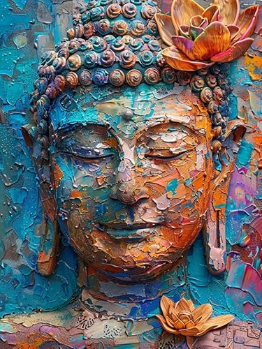 VAIIEYO 5D DIY Diamond Painting Buddha-Statuen, Diamant Painting Bilder Malerei Kits Religion, Malen Nach Zahlen Diamant Home Wand Decor Gemälde Kreuzstich Diamond Dekoration 30x40cm B541 von VAIIEYO