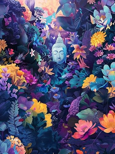 VAIIEYO 5D DIY Diamond Painting Buddha-Statuen, Diamant Painting Bilder Malerei Kits Religion, Malen Nach Zahlen Diamant Home Wand Decor Gemälde Kreuzstich Diamond Dekoration 30x40cm B607 von VAIIEYO