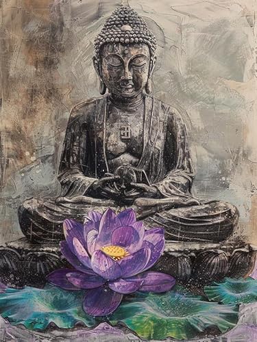 VAIIEYO 5D DIY Diamond Painting Buddha-Statuen, Diamant Painting Bilder Malerei Kits Religion, Malen Nach Zahlen Diamant Home Wand Decor Gemälde Kreuzstich Diamond Dekoration 30x40cm B74 von VAIIEYO