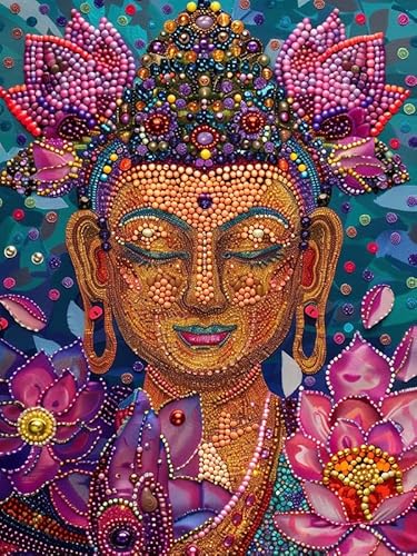 VAIIEYO 5D DIY Diamond Painting Buddha-Statuen, Diamant Painting Bilder Malerei Kits Religion, Malen Nach Zahlen Diamant Home Wand Decor Gemälde Kreuzstich Diamond Dekoration 30x40cm B865 von VAIIEYO