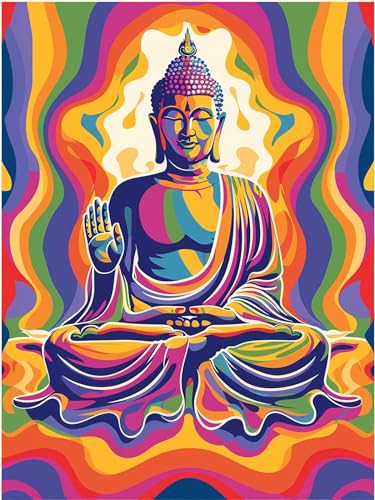 VAIIEYO 5D DIY Diamond Painting Buddha-Statuen, Diamant Painting Bilder Malerei Kits Religion, Malen Nach Zahlen Diamant Home Wand Decor Gemälde Kreuzstich Diamond Dekoration 40x50cm B1130 von VAIIEYO