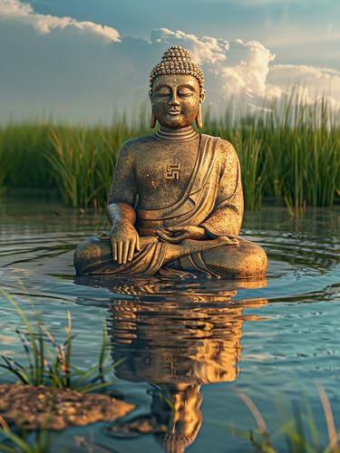 VAIIEYO 5D DIY Diamond Painting Buddha-Statuen, Diamant Painting Bilder Malerei Kits Religion, Malen Nach Zahlen Diamant Home Wand Decor Gemälde Kreuzstich Diamond Dekoration 40x50cm B220 von VAIIEYO