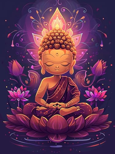 VAIIEYO 5D DIY Diamond Painting Buddha-Statuen, Diamant Painting Bilder Malerei Kits Religion, Malen Nach Zahlen Diamant Home Wand Decor Gemälde Kreuzstich Diamond Dekoration 40x50cm B376 von VAIIEYO