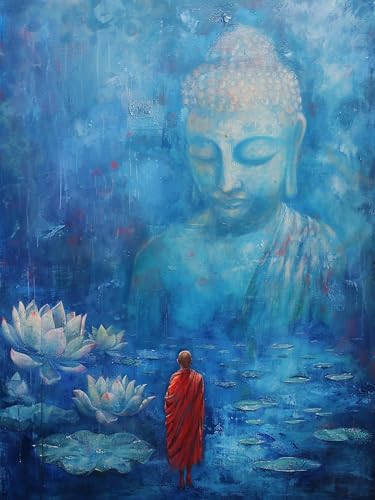 VAIIEYO 5D DIY Diamond Painting Buddha-Statuen, Diamant Painting Bilder Malerei Kits Religion, Malen Nach Zahlen Diamant Home Wand Decor Gemälde Kreuzstich Diamond Dekoration 40x50cm B646 von VAIIEYO