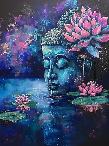 VAIIEYO 5D DIY Diamond Painting Buddha-Statuen, Diamant Painting Bilder Malerei Kits Religion, Malen Nach Zahlen Diamant Home Wand Decor Gemälde Kreuzstich Diamond Dekoration 40x50cm B733 von VAIIEYO