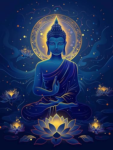 VAIIEYO 5D DIY Diamond Painting Buddha-Statuen, Diamant Painting Bilder Malerei Kits Religion, Malen Nach Zahlen Diamant Home Wand Decor Gemälde Kreuzstich Diamond Dekoration 40x50cm B750 von VAIIEYO