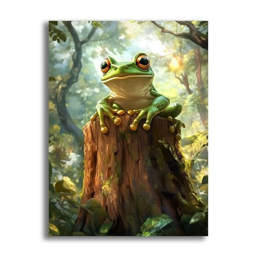 VAIIEYO 5D DIY Diamond Painting Frosch, Diamant Painting Bilder Malerei Kits Tier, Malen Nach Zahlen Diamant Home Wand Decor Gemälde Kreuzstich Diamond Dekoration 30x40 cm-1795 von VAIIEYO