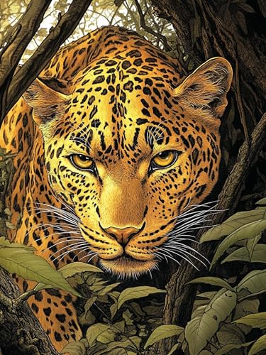 VAIIEYO 5D DIY Diamond Painting Leopard, Diamant Painting Bilder Malerei Kits Tier, Malen Nach Zahlen Diamant Home Wand Decor Gemälde Kreuzstich Diamond Dekoration 30x40 cm-69 von VAIIEYO