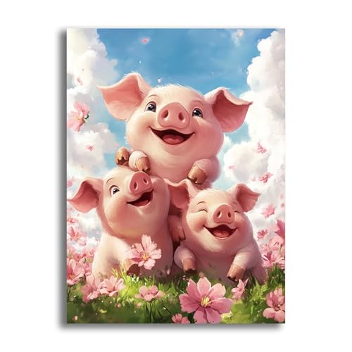 VAIIEYO 5D DIY Diamond Painting Schwein, Diamant Painting Bilder Malerei Kits Tier, Malen Nach Zahlen Diamant Home Wand Decor Gemälde Kreuzstich Diamond Dekoration 30x40 cm-156 von VAIIEYO