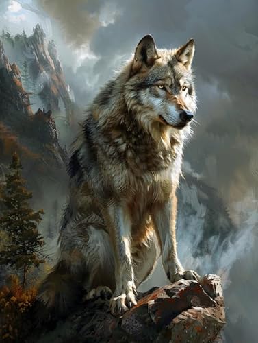 VAIIEYO 5D DIY Diamond Painting Wolf, Diamant Painting Bilder Malerei Kits Tier, Malen Nach Zahlen Diamant Home Wand Decor Gemälde Kreuzstich Diamond Dekoration 30x40 cm-1711 von VAIIEYO