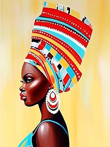 VAIIEYO DIY 5D Diamond Painting Afrikanerin, Diamant Painting Bilder Malerei Kits Frau, Malen Nach Zahlen Diamant Home Wand Decor Gemälde Kreuzstich Diamond Dekoration 30x40cm von VAIIEYO