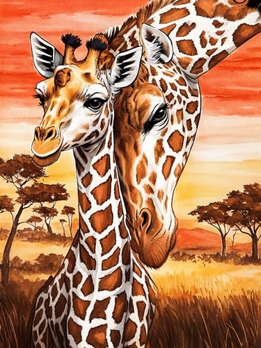 VAIIEYO DIY 5D Diamond Painting Giraffe, Diamant Painting Bilder Malerei Kits Tier, Malen Nach Zahlen Diamant Home Wand Decor Gemälde Kreuzstich Diamond Dekoration 30x40 cm von VAIIEYO