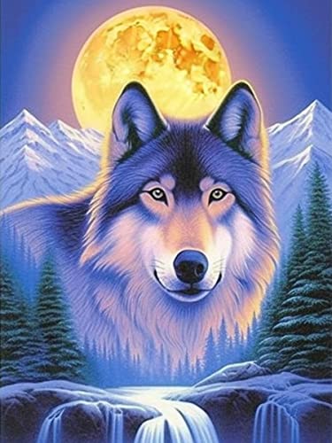 VAIIEYO DIY 5D Diamond Painting Wolf, Diamant Painting Bilder Malerei Kits Tier, Malen Nach Zahlen Diamant Home Wand Decor Gemälde Kreuzstich Diamond Dekoration 30x40 cm von VAIIEYO