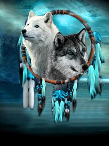 VAIIEYO DIY 5D Diamond Painting Wolf, Diamant Painting Bilder Malerei Kits Tier, Malen Nach Zahlen Diamant Home Wand Decor Gemälde Kreuzstich Diamond Dekoration 30x40 cm von VAIIEYO