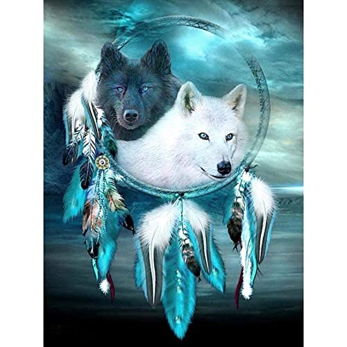 VAIIEYO DIY 5D Diamond Painting Wolf, Diamond Painting Pictures Painting Dream Catcher Painting by Numbers Diamond Home Wall Decor Painting Cross Stitch Diamond Decoration 30 x 40 cm von VAIIEYO