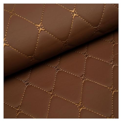 Kunstleder PVC Leder Polster Stoff Lederkonzept Kunstleder Polsterstoff Gesteppt Kaschiert Meterware Möbelstoff Dekostoff ，für Polsterarbeiten, Auto (Size : 1.4×1m) (Color : Brown Diamond grid, Size von VAKUUM