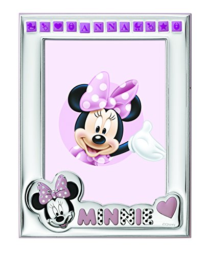 VALENTI & CO. Disney Baby Minnie Mouse - Bilderrahmen für den Tisch in Silber, Geschenkidee für Neugeborene, personalisierbar mit dem Namen des Mädchens, einfach und alles inklusive, mehrfarbig von VALENTI & CO.