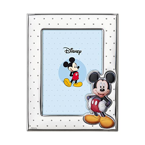 VALENTI & CO. Disney Baby Mickey Mouse Bilderrahmen in Silber mit bunt gemalten Details für Tisch oder Nachttisch für das Kinderzimmer perfekt als Geschenkidee Taufe oder Geburtstag von VALENTI & CO.