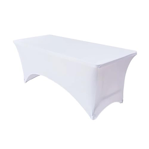 VALGRE Stretch-Spandex-Tischdecke, maßgeschneiderte Tischdecken for rechteckige Tische mit 4/6/8 Fuß, Schwarze Tischdecken for Partys zu Hause(White,183x76x76cm 6FT) von VALGRE