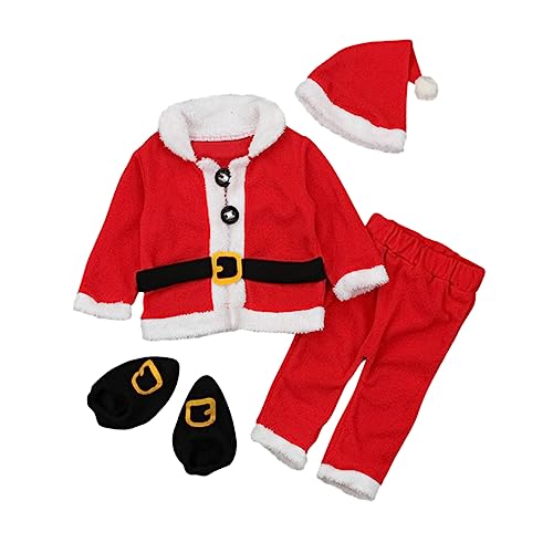 VALICLUD 1 Satz Weihnachtsmantel Winterkleidung kleidung weihnachtsgedeck-set -Outfits Outfits für neugeborene Jungen Langarmshirts -Fleece-Tops Plüschstoffe rot von VALICLUD