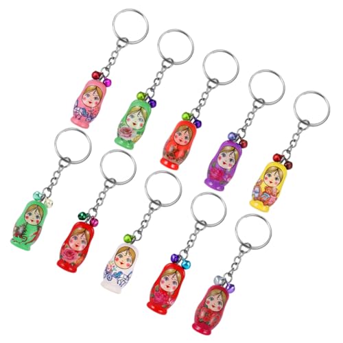 VALICLUD 10 x Schlüsselanhänger Spielzeug Russische Puppen Nesting Dolls Schlüsselanhänger Puppen Russische Schlüsselanhänger Geburtstag Party Favors Mode Puppen Schlüsselanhänger Matroschka Puppe von VALICLUD