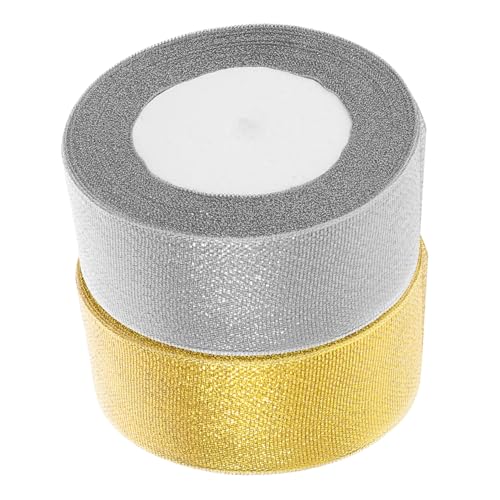 VALICLUD 2 Rollen Floraler Glitzer Bogenmacher Funkelndes Stoffband Funkelndes Glitzerband Metallische Stoffbänder Schleifenmacher Goldenes Weihnachtsband Polyester VALICLUD 2 Rollen Floraler Glitzer Bogenmacher Funkelndes Stoffband Funkelndes Glitzerband Metallische Stoffbänder Schleifenmacher Goldenes Weihnachtsband Polyester von VALICLUD
