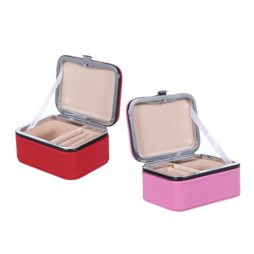 VALICLUD 2 Stück Box Mini Schmuckschatulle Halskette Reise Schmuckschatullen Für Frauen Reise Schmuck Organizer Reise Schmucketui Schmuck Reiseetui Für Frauen Schmucktablett Organizer Pu von VALICLUD