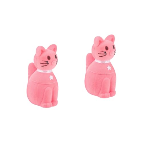 VALICLUD 2Er-Packung katze schmuckschatulle für valentinstag valentinsgeschenk geschenbox Hülle für Hochzeit Muttertag Ringe Pop Ringkasten für Etui für Ehering Plastik Rosa von VALICLUD