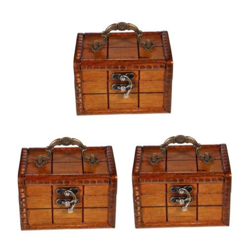 VALICLUD 3St Aufbewahrungsbox für Retro-Schmuck Hasen-Ohrmarken Kappe Stütze Holz Schmuckbox Kreative Schmuck Organizer schminktisch kommode Schatzkiste Mini-Schatztruhe hölzern Light Brown von VALICLUD