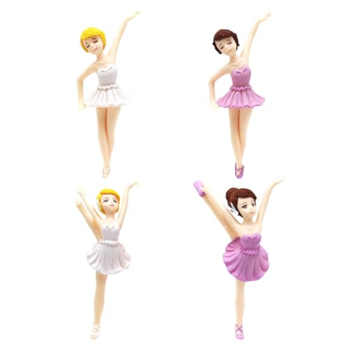 VALICLUD 4 Stück Ballerina Kuchendeckel 4 Ballett Mädchen Miniatur Figur Spielzeug Ballerina Spielset Party Requisiten Mini Ballett Kuchen Dekoration für Kinder Baby Dusche von VALICLUD