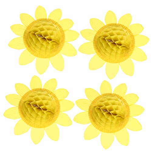 VALICLUD 4 Stück Handgemachte Der Sonnenblume Kuchen Sonnenblume Aus Papier Selber Machen Thematisiert Blumen Girlanden Dekorationen Dekorativ Umweltfreundliches Plastikpapier Yellow von VALICLUD