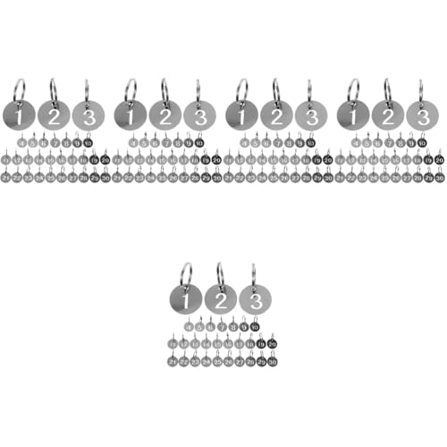 VALICLUD 5 Sätze Nummernschild Aus Edelstahl Kofferanhänger Metall Schlüsselanhänger Klemmen Schlüsselbeschriftungen Etiketten Nummerierte Schlüsselkennungen Nummernschilder 30 Stück * 5 von VALICLUD