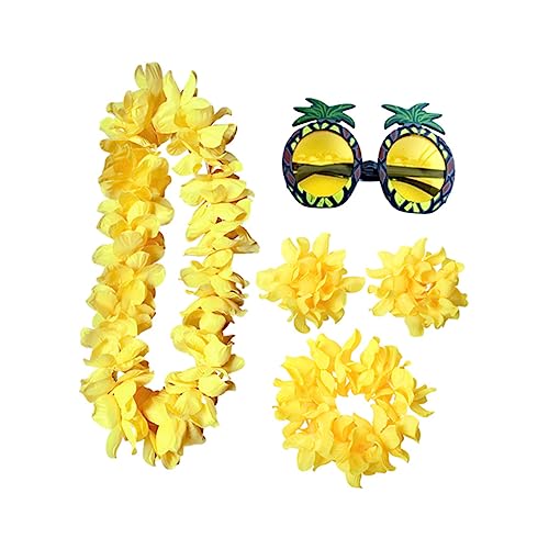 VALICLUD 5 Stück Party Brillen Hawaii Halskette Hawaii Halskette Hawaii Partygeschenke Ananas Brillen Lustige Brillen Hawaii Brillen Hawaii Girlande Gelb von VALICLUD