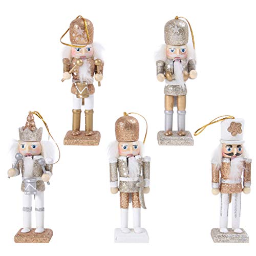 VALICLUD 5 Stücke Weihnachten Nussknacker Figuren Puppe Baumschmuck Soldaten Holz Dekofigur Weihnachtsfiguren Holzfiguren Tischdeko Weihnachtsbaum Anhänger Ornamente Xmas Deko von VALICLUD