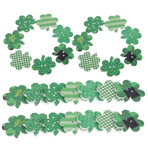 VALICLUD 50Pcs Hölzerne Schamrock -Knöpfe Für St. Patricks Day Party Dekorationen Und DIY -Kleidungsprojekte Glückliche Holzknöpfe Zum Nähen Von Handwerk von VALICLUD