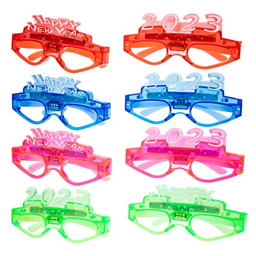 VALICLUD 8 Paare 2023 Neujahrsbrille 2023 Led-brille 2023 Partybrille Neon Leuchtende Gläser Lichter Led-leuchtbrille Sonnenbrille 2023 Geschlecht Offenbaren Glühen Rave Knopfbatterie von VALICLUD