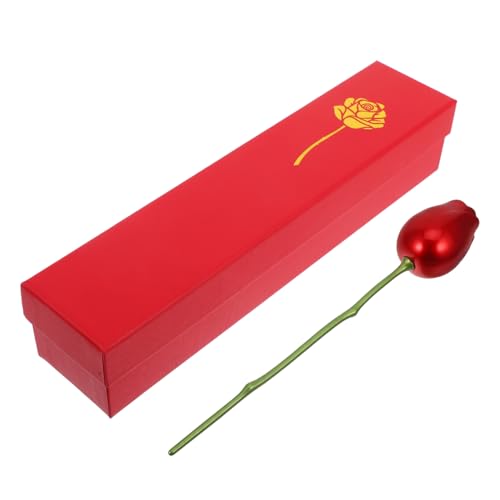 VALICLUD Box Rose Schmuckschatulle Schmuckaufbewahrung Für Heiratsantrag Hochzeit Party Tafelaufsatz Truhe Ringschatulle Vitrine Eheringhalter Dekorativer Schmuck Ringhalter Rot Kunststoff von VALICLUD