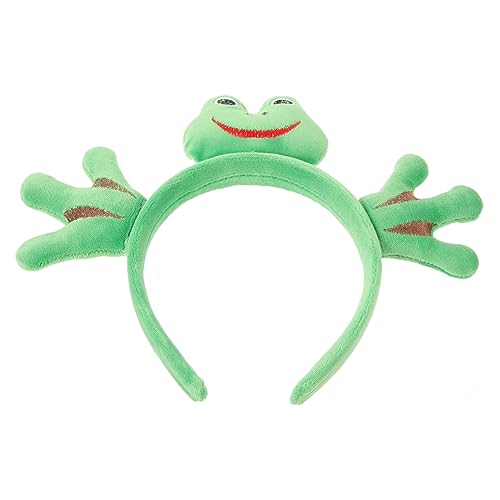 VALICLUD Cartoon Plüsch Frosch Palmen Stirnband Froschkopf Puppenkopf Schnalle Haarnadel Frosch Stirnband 1# Cross Hand Frosch Stirnband Frosch Haarband Mädchen Stirnbänder von VALICLUD