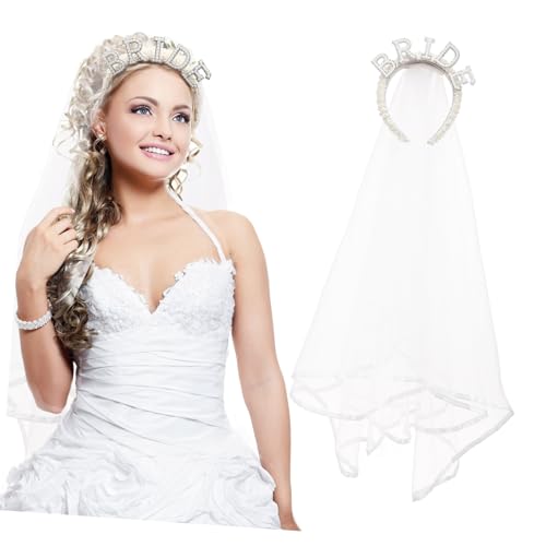 VALICLUD Einfache Haarband-accessoires Haarschmuck Für Die Braut Hochzeit Kopfschmuck Stirnbänder Für Frauen Haarschmuck Für Damen Schleier-stirnband Brautschleier Weiß Perle von VALICLUD