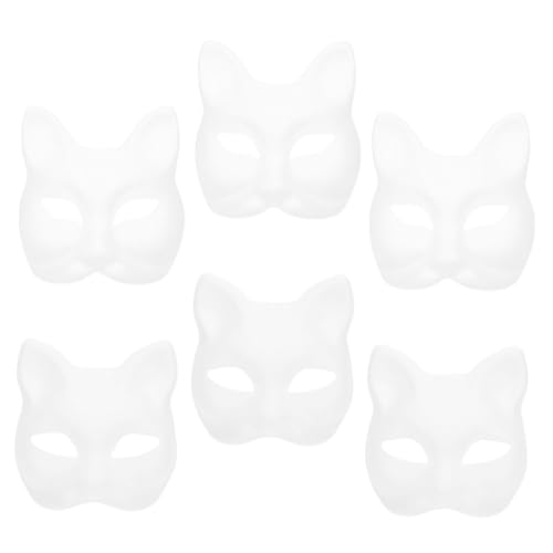 VALICLUD Handbemalte Maske, Urlaubsmasken, Tiermasken, DIY-Maske, blanko, Gesichtsmaske, Halloween-Dekoration, unlackiert, Catwomen, Husky, Weiß, für Frauen, Halloween-Maske, Requisiten-Papier, 6 von VALICLUD