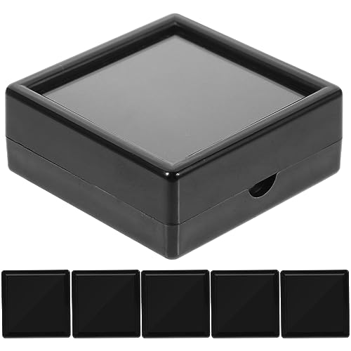 VALICLUD Tragbare Vitrine für 6 Edelsteine Schmuck-organizer-box mit Deckel Kompakte Schreibtisch-vitrine für Ohrringe und Armbänder Reise-schmuckschatulle Sicheres Material Schwarz 5 X 5 Cm von VALICLUD